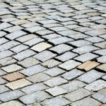 Cobblestone street pavement, urban background